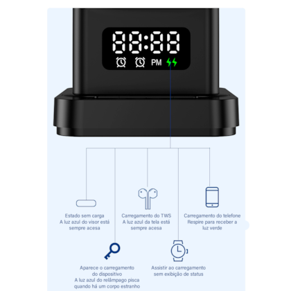 Estacao Carregador Sem Fio 5 Em 1 15W Peining PEI-WS10