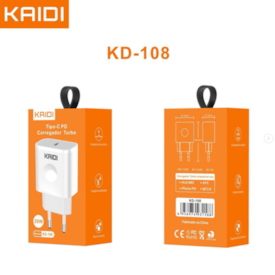 Fonte Carregador Turbo Pd20W Qc 3.0 Entrada Tipo C Kaidi KD-108