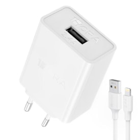 Fonte De Parede + Cabo Usb Compativel Com iPhone 2.4A 1Hora (GAR143B)