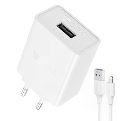Fonte De Parede + Cabo Usb Compativel Com iPhone 2.4A 1Hora (GAR143B)