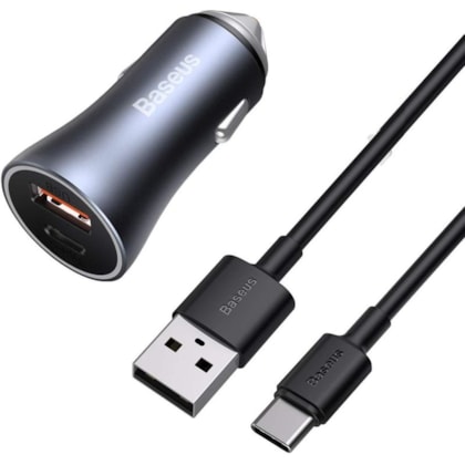 Fonte Veicular Usb + Tipo C Golden Contactor Pro 40W Baseus