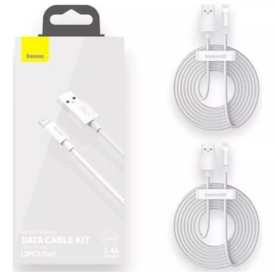 Kit Com 2 Cabos Lightning Baseus Simple Wisdon 2.4A