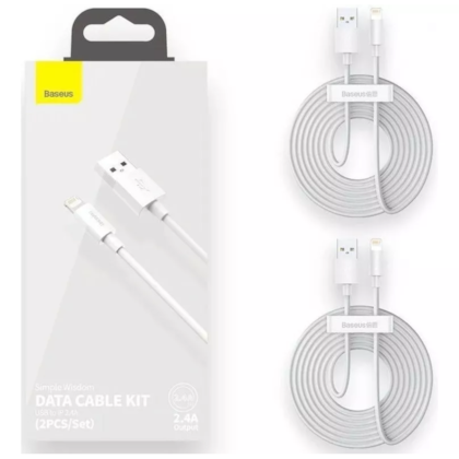 Kit Com 2 Cabos Lightning Baseus Simple Wisdon 2.4A