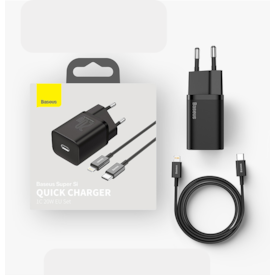 Kit (Fonte + Cabo Tipo C + Lightning) 20W 1M Baseus Super SI