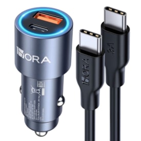 Kit Fonte De Carro + Cabo Tipo C 38W Pd 20W Qc 3.0 18W 1Hora (GAR241G)
