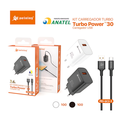 Kit Fonte Usb + Cabo Turbo 3.4A Peining