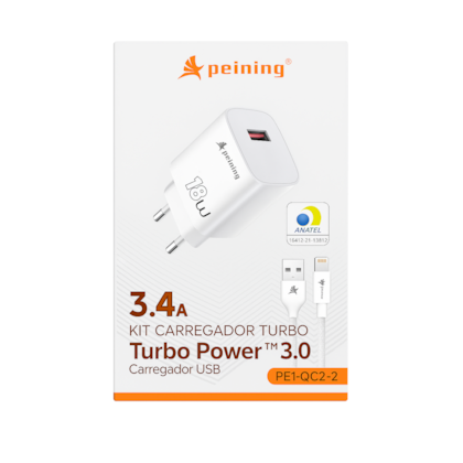 Kit Fonte Usb + Cabo Usb Para Lightning Turbo 18W 3.4A Peining