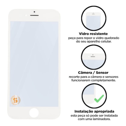 Vidro Apple Iphone 6S Com Aro e Cola Oca - Preto